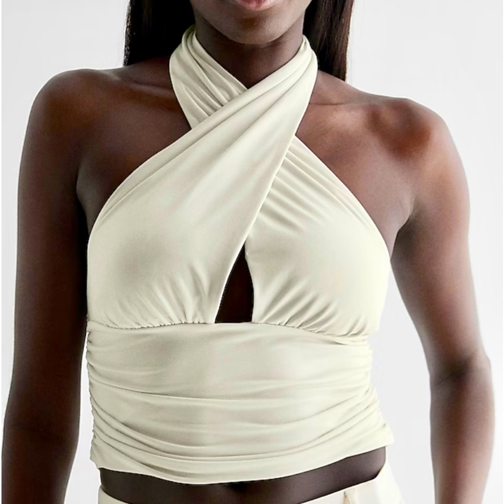 NWT Express Body Contour Compression Convertible Halter Cropped Tank